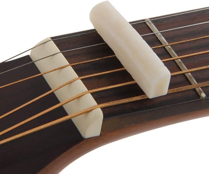 LinnWell 2 Sets 4pcs Guitar Accessories 6 String Acoustic Guitar Bone Bridge Saddle and Nut Made of Real Cow Bone for Acoustic Folk Guitar Guitar Accessories - Image 4